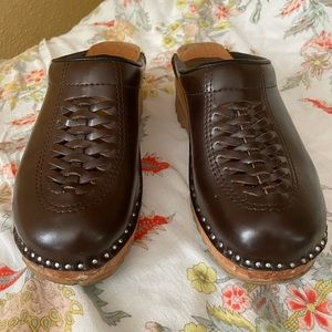 Troentorp Wright Bastad Brown Leather Slip On Clogs
